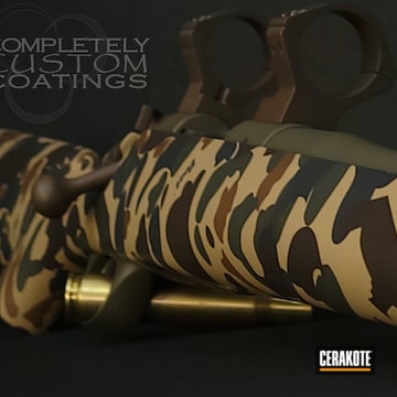 Bolt Action Rifle Cerakoted Using Cobalt Kinetics™ Green, Chocolate Brown And Matte Ceramic Clear