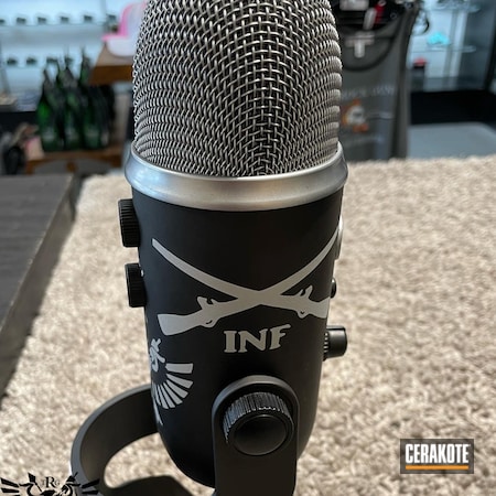 Powder Coating: YouTube,Blue,Audio Equipment,Crushed Silver H-255,Armor Black H-190,Microphone,Instruments,Podcast,Music,Musical Instrument,Audio,YETI