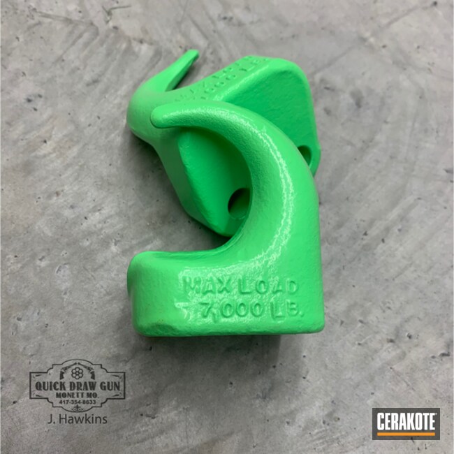 Off Road Jeep Hooks Cerakoted Using High Gloss Armor Clear And Parakeet Green