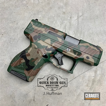 Custom Camo Taurus Pistol Cerakoted Using Patriot Brown, Mcmillan® Tan And Jesse James Eastern Front Green