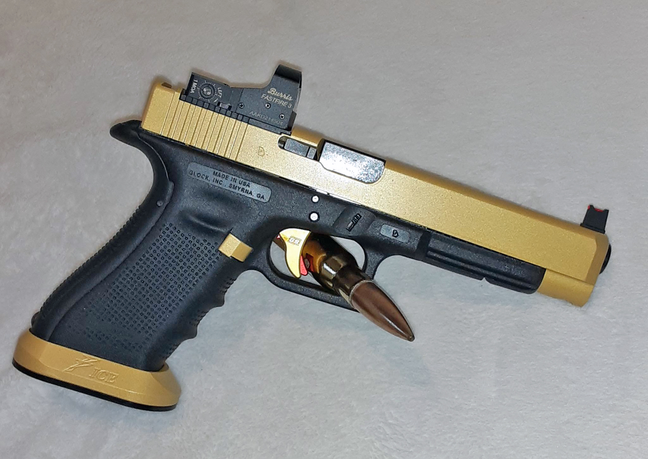 Glock 17 Cerakoted using Cerakote Glacier Gold | Cerakote
