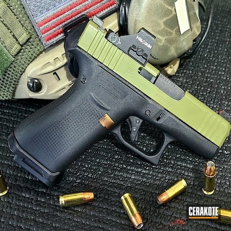 Powder Coating: 9mm,Optic Cut and Cerakote,Glock,GBA Custom Guns,S.H.O.T,EDC,Noveske Bazooka Green H-189,Custom,Carry Gun