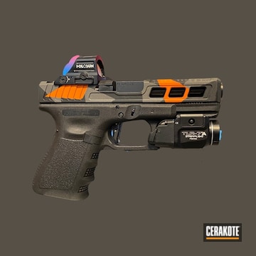 Custom Glock 19 Cerakoted Using Hunter Orange, Graphite Black And Tungsten