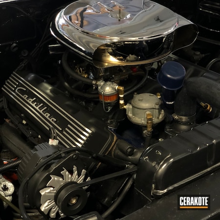 Powder Coating: Engine Parts,CERAKOTE GLACIER BLACK C-7600,V8,Classic,Car Parts,Cadillac,Automotive,Valve Covers,Car,CERAKOTE GLACIER SILVER C-7700