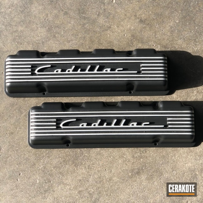 Cadillac Valve Covers Cerakoted Using Cerakote Glacier Black And Cerakote Glacier Silver