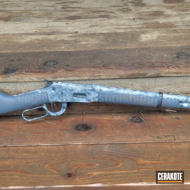 Lever Action Rifle Cerakoted Using Kel-tec® Navy Blue, Socom Blue And Multicam® Dark Grey