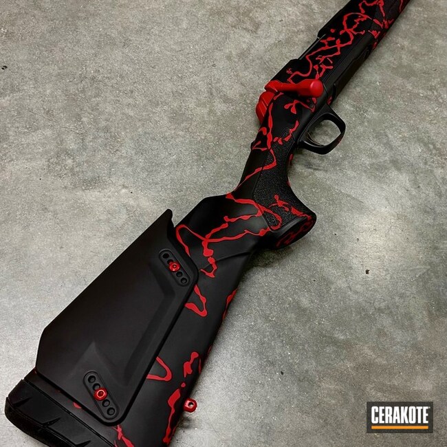 Browning X Bolt Rifle Cerakoted Using Graphite Black And Ruby Red