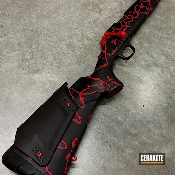 Browning X Bolt Rifle Cerakoted Using Graphite Black And Ruby Red