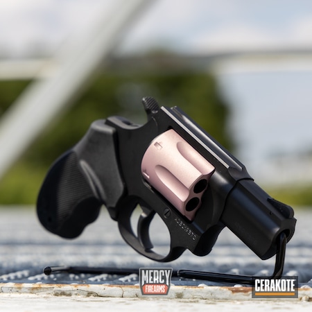 Powder Coating: PINK CHAMPAGNE H-311,S.H.O.T,Revolver,856,Taurus,.38,Taurus Revolver,.38 Spc,Graphite Black H-146,Handguns,Pistol,Handgun,Pistols