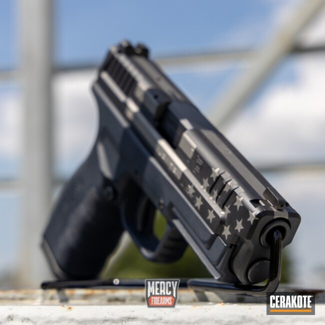 American Flag Springfield Armory Xds Cerakoted Using Gun Metal Grey, Magpul® Stealth Grey And Graphite Black