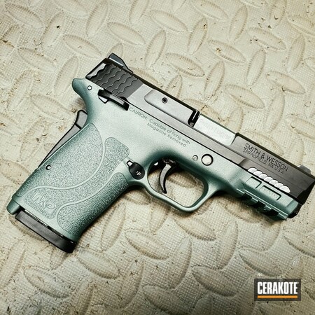 Powder Coating: 9mm,Smith & Wesson,COBALT KINETICS™ GREEN H-296,Two Tone,S.H.O.T,Pistol,M&P,Daily Carry,Handgun,Semi Auto