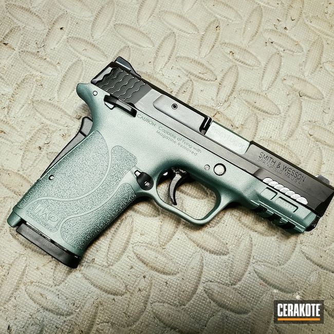 Cerakoted: S.H.O.T,9mm,M&P,Semi Auto,Two Tone,Smith & Wesson,Pistol,Daily Carry,COBALT KINETICS™ GREEN H-296,Handgun