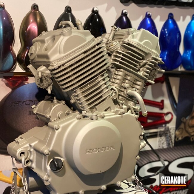 Honda Motorcycle Engine Cerakoted Using Cerakote Glacier Titanium
