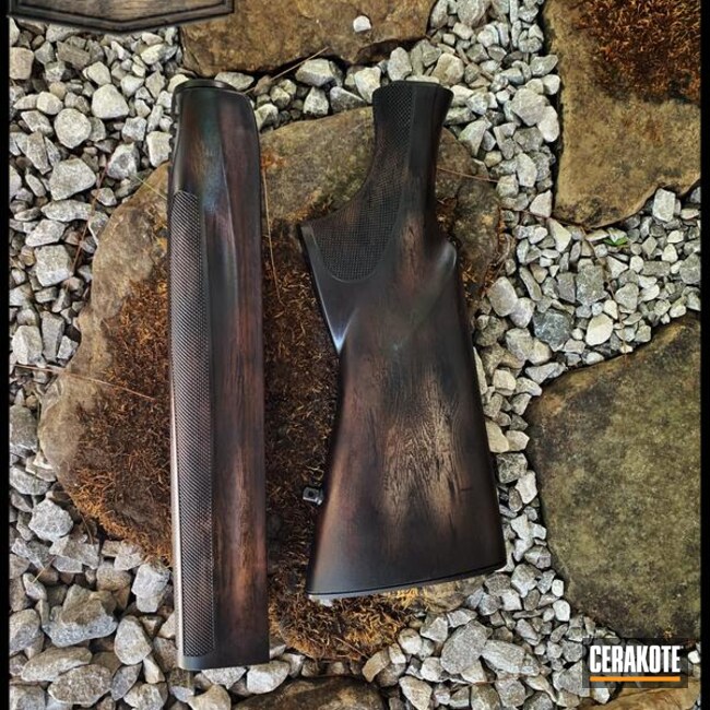 Rifle Comb And Forearm Cerakoted Using Fs Brown Sand, Barrett® Bronze And Graphite Black