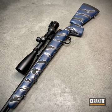 Custom Tiger Stirpes Rifle Cerakoted Using Kel-tec® Navy Blue, Armor Black And Crushed Silver