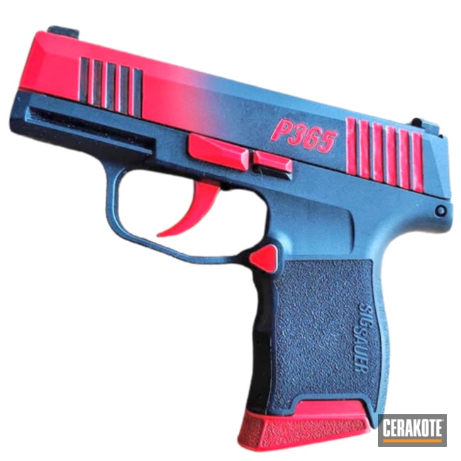 Sig Sauer P365 Cerakoted Using Armor Black And Usmc Red
