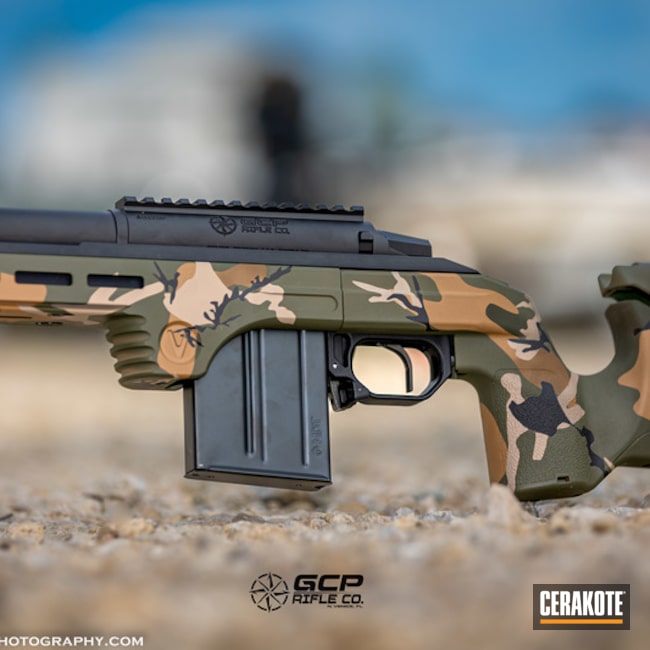 Custom Build Rifle Cerakoted Using Barrett® Brown, Armor Black And Mcmillan® Tan
