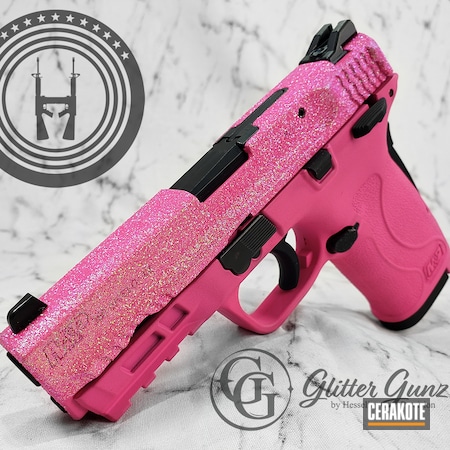 Powder Coating: Smith & Wesson,M&P Shield,S.H.O.T,Shimmer Shield,Prison Pink H-141,380EZ,Pink,M&P Shield EZ,Barbie,Glitter Gun,Sparkles,Sparkle,Glitter,Shimmer