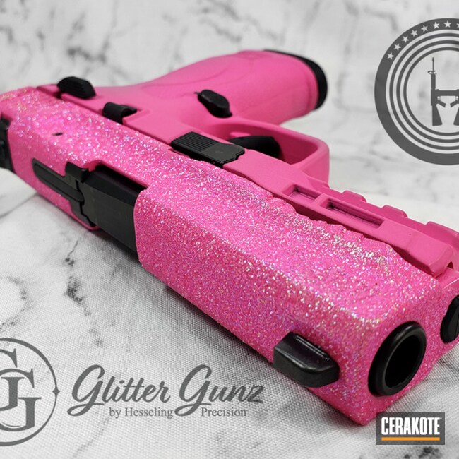 Glittered Smith & Wesson M&p Cerakoted Using Prison Pink