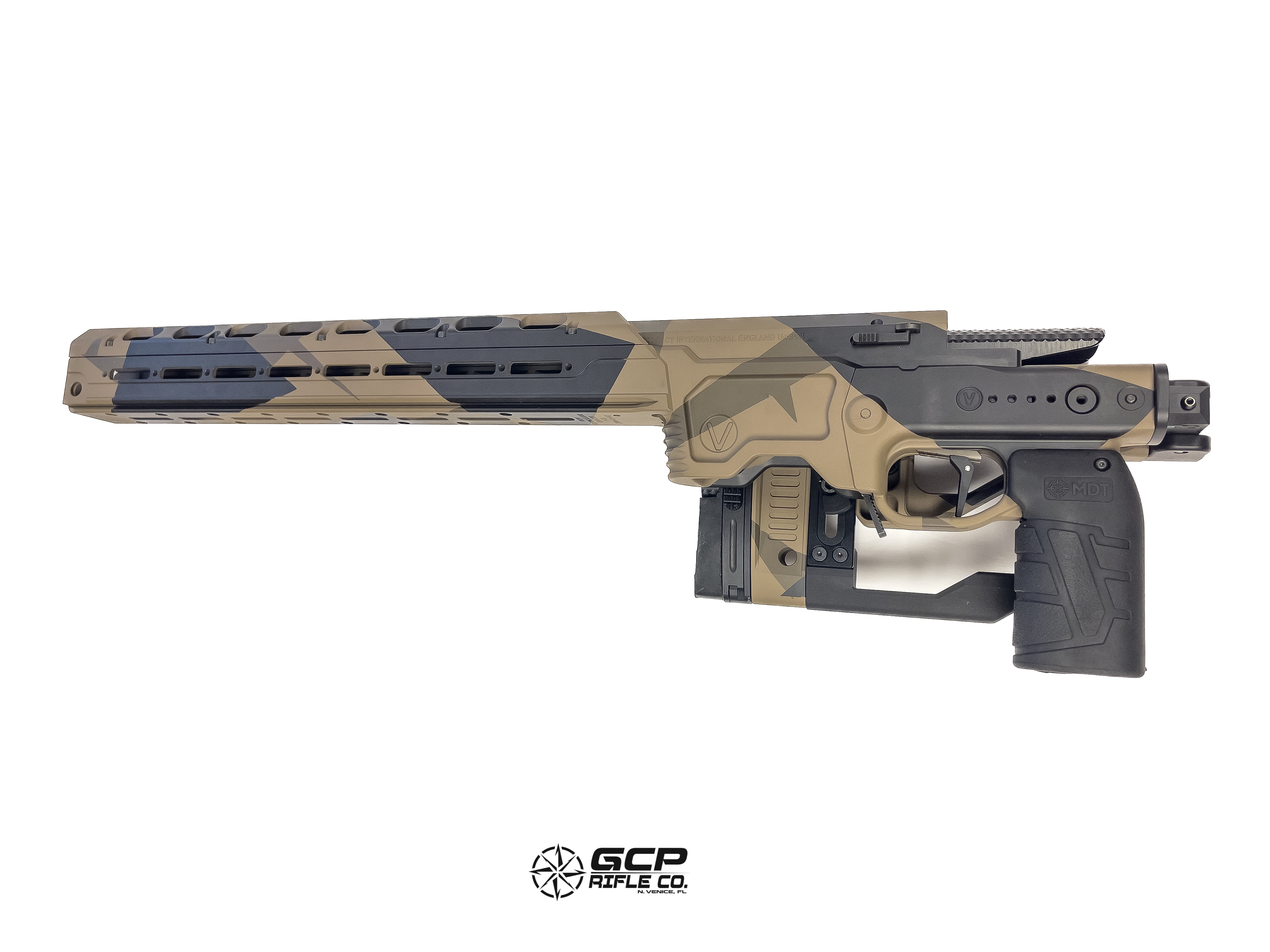 Custom Splinter Camo Precision Rifle Cerakoted using Armor Black | Cerakote