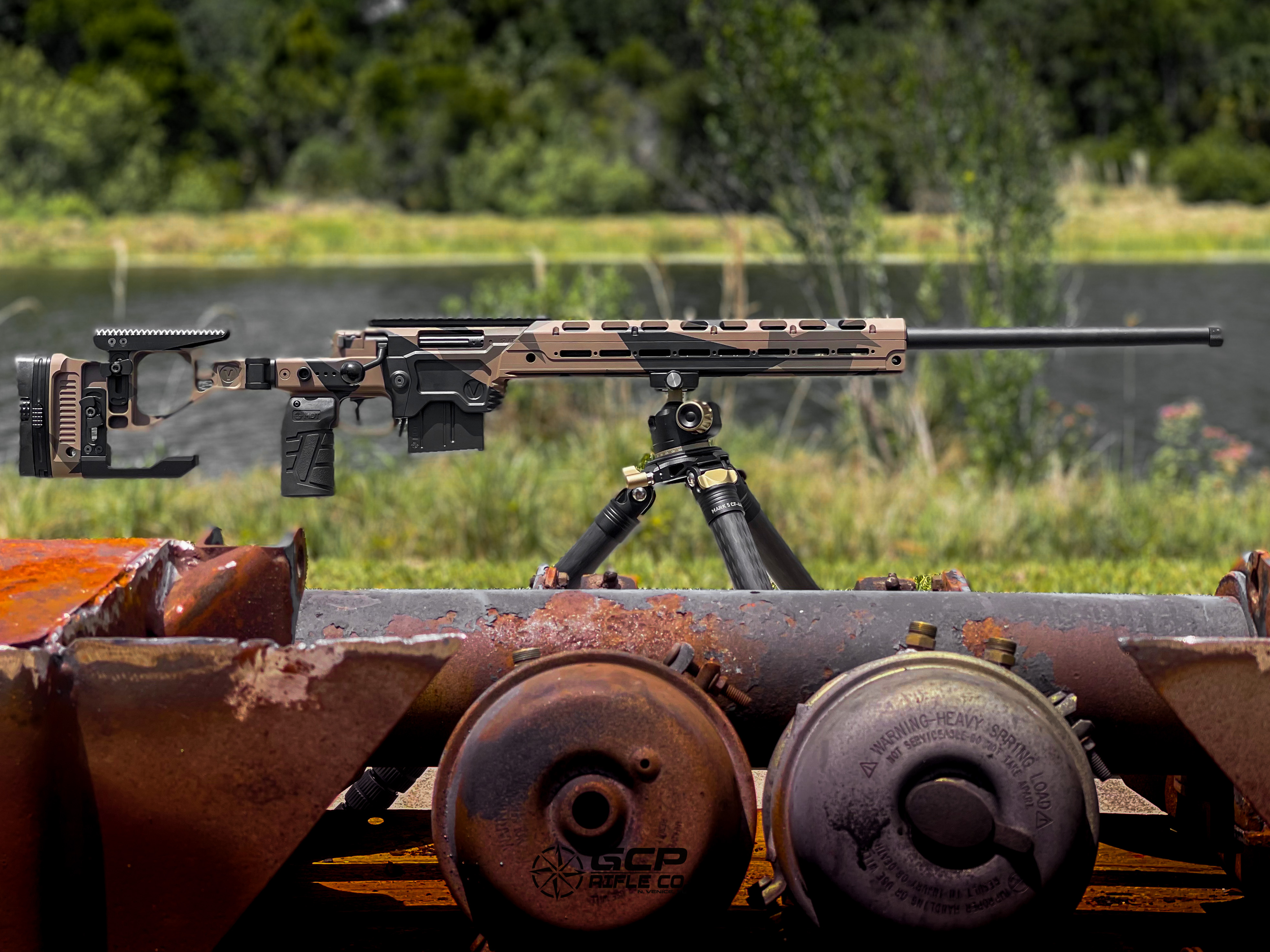 Custom Splinter Camo Precision Rifle Cerakoted using Armor Black | Cerakote