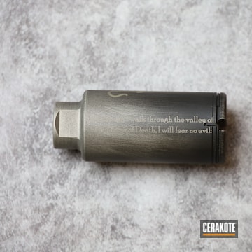 Distressed Noveske Suppressor Cerakoted Using Shimmer Aluminum And Graphite Black