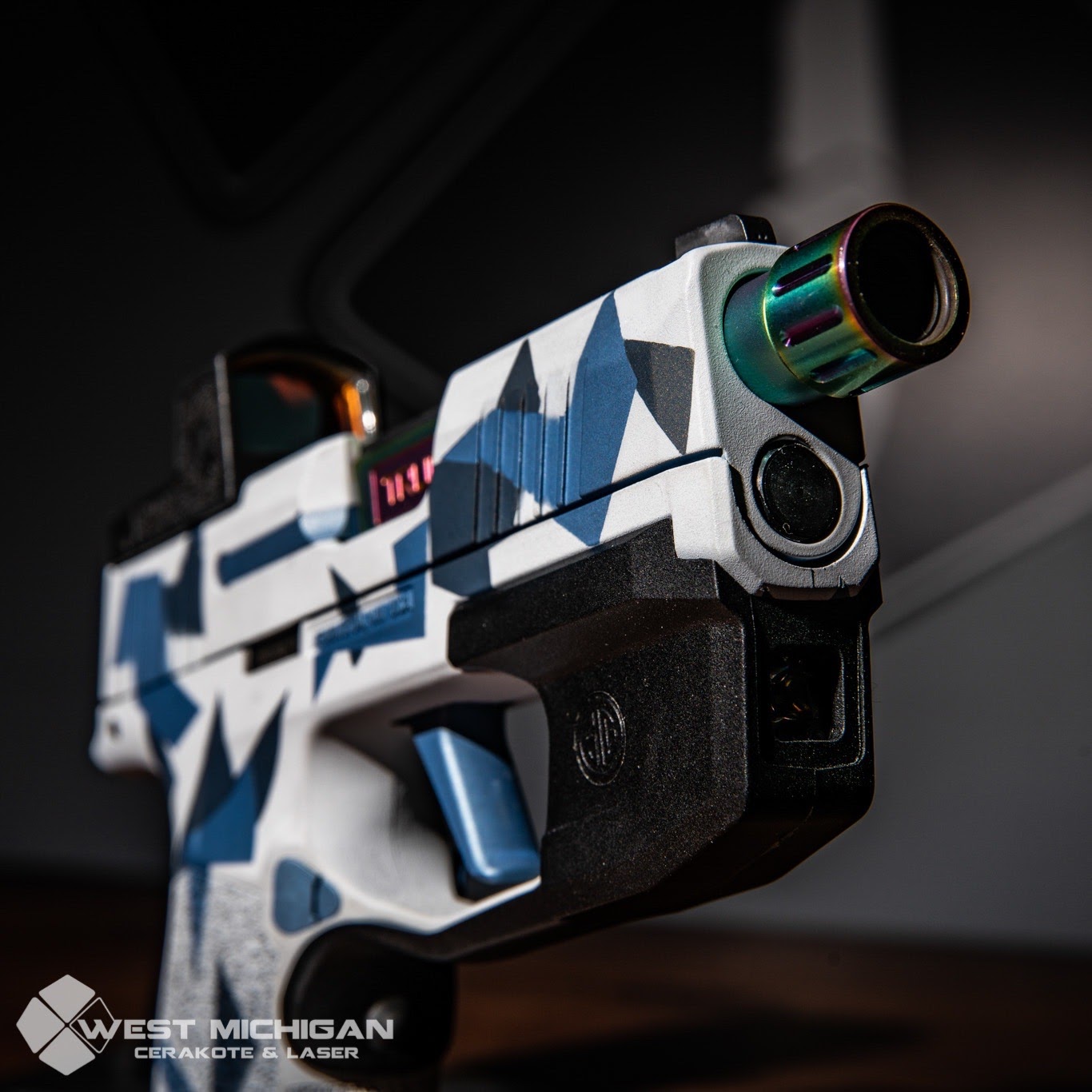 Splinter Camo Sig Sauer Pistol Cerakoted using Battleship Grey, Jesse ...