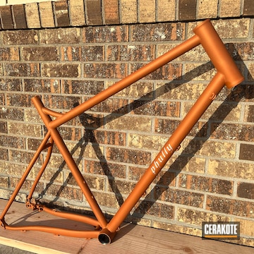 Bicycle Frame Cerakoted Using Satin Aluminum And Copper Suede