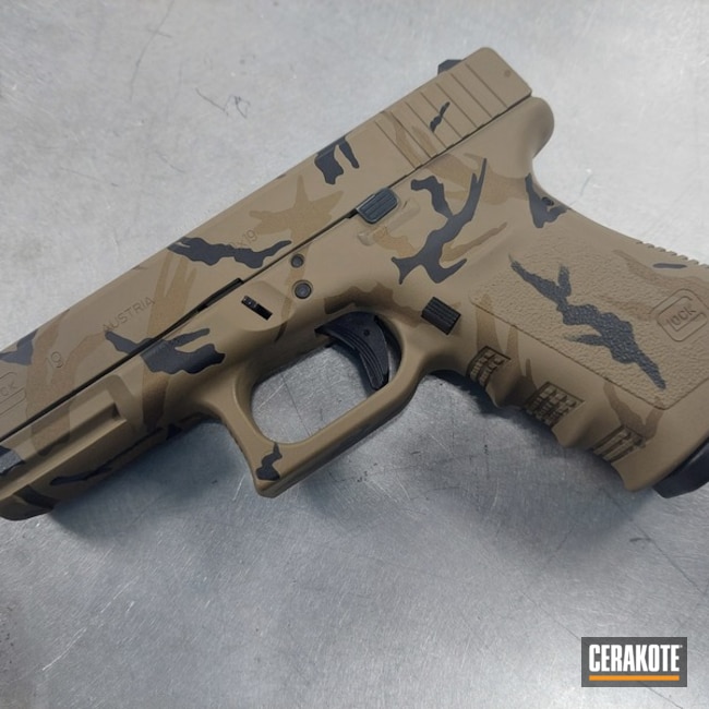 Custom Camo Glock 19 Cerakoted using Coyote Tan, Graphite Black and ...