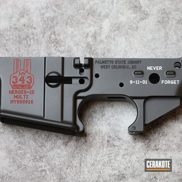 Ar Lower Cerakoted Using Stormtrooper White, Graphite Black And Firehouse Red