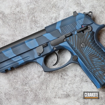 Custom Tiger Stripe Taurus Pistol Cerakoted Using Kel-tec® Navy Blue, Socom Blue And Nra Blue