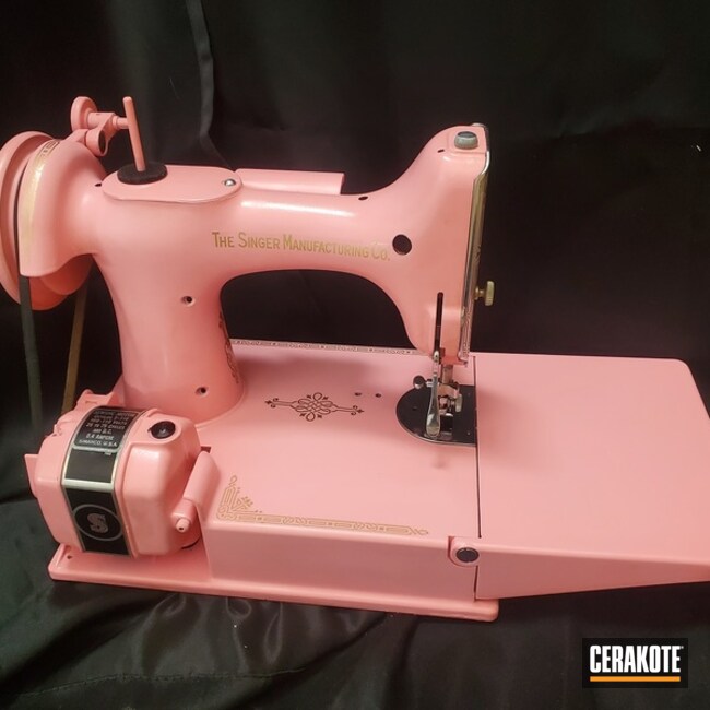 Antique Sewing Machine Cerakoted Using Bazooka Pink