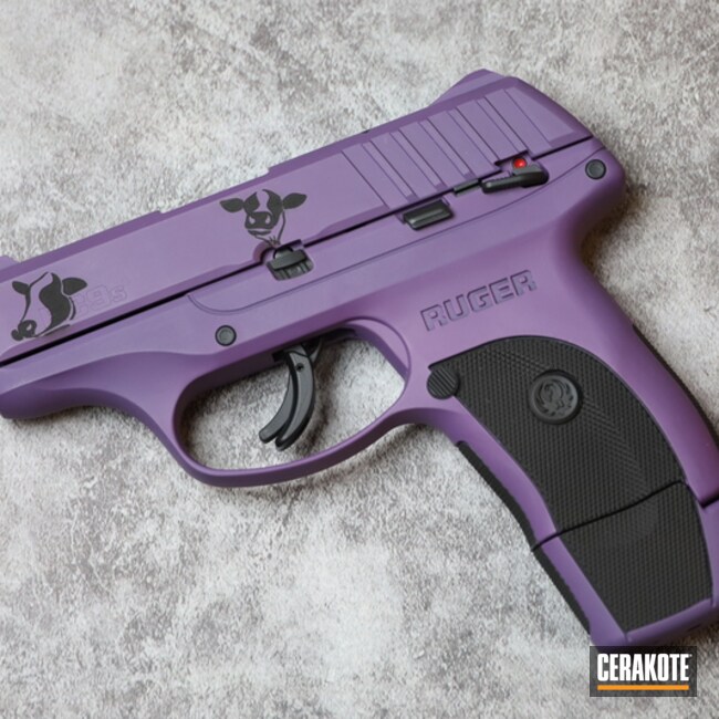 Ruger Ec9s Pistol Cerakoted Using Graphite Black And Bright Purple
