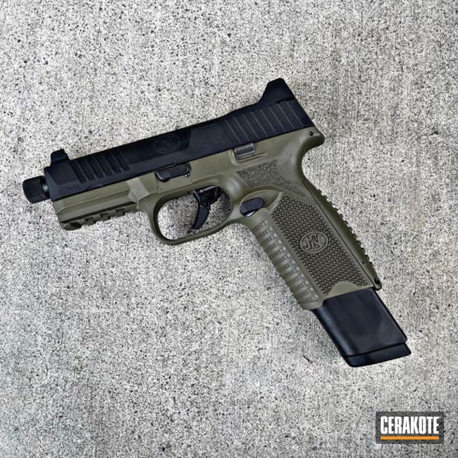 Fn Pistol Cerakoted Using Moss And Blackout
