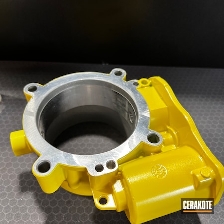 Powder Coating: Engine Parts,Lemon Zest H-354,HIGH GLOSS CERAMIC CLEAR MC-156,Automotive,Throttle Body,Cerakote FX COSMIC FX-102
