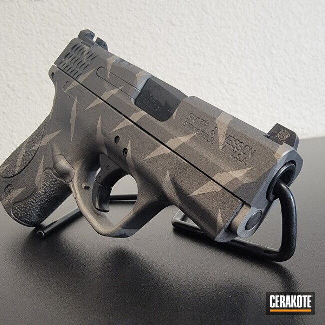 Diamond Plate Smith & Wesson Pistol Cerakoted Using Sniper Grey And Tungsten