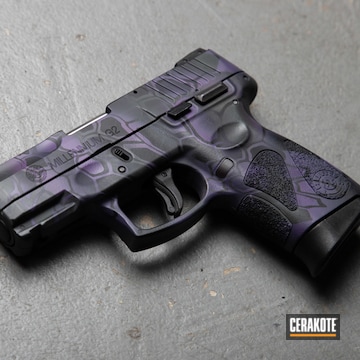 Kryptek Taurus Millennium G2 Cerakoted Using Sig™ Dark Grey, Graphite Black And Bright Purple