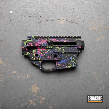 Paint Splatter Ar Upper And Lower Cerakoted Using Sig™ Pink, Periwinkle And Zombie Green