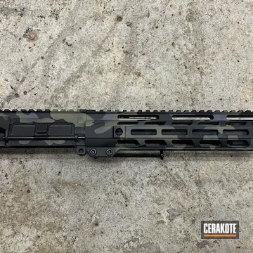 Custom Camo Upper Receiver Cerakoted Using Armor Black, Hazel Green And Sniper Grey