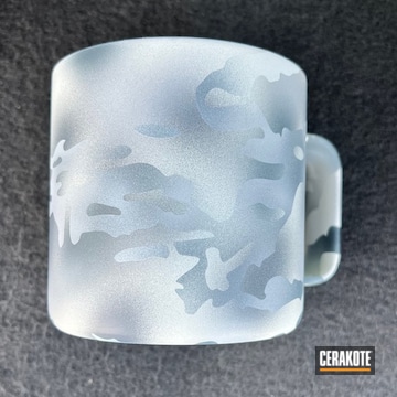 Yeti Mug With Alpine Camo  Cerakoted Using Magpul® Stealth Grey, Stormtrooper White And Battleship Grey