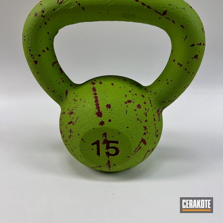 Powder Coating: Crimson H-221,Zombie Green H-168,Zombie Splatter,Kettlebell,Weights,kettle bell