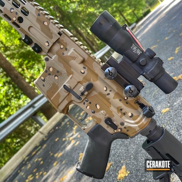 Ar With Chocolate Chip Camo Cerakoted Using Desert Sage And Chocolate Brown