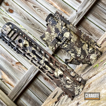 Sitka Camo On An Ar Builder Set Cerakoted Using Armor Black, Mud Brown And Forest Green