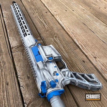 Distressed Ar Cerakoted Using Armor Black, Bright White And Nra Blue