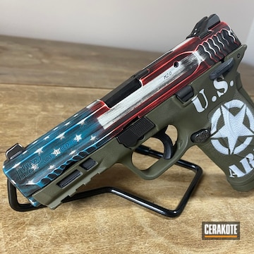 M&p Shield Cerakoted Using Usmc Red, Bright White And Nra Blue