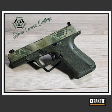 Kryptek Pistol Cerakoted Using Sniper Green, Mcmillan® Tan And Mil Spec Green