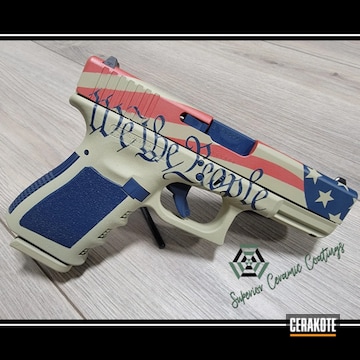American Flag Glock 19 Cerakoted Using Kel-tec® Navy Blue, Desert Sage And Habanero Red