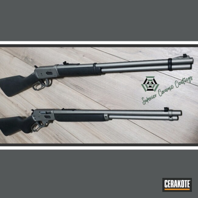 Lever Action Rifle Cerakoted Using Gun Metal Grey And Graphite Black