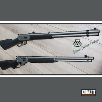 Lever Action Rifle Cerakoted Using Gun Metal Grey And Graphite Black