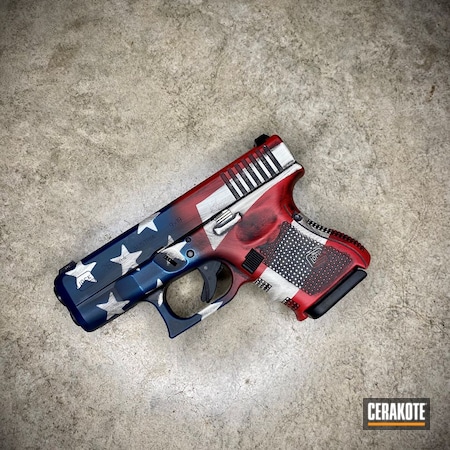 Powder Coating: Glock 26,S.H.O.T,Patriot Theme,American Flag Theme,NAVY E-220,Red White And Blue,Distressed Glock,Conceal Carry,Glock,Snow White H-136,Pistol,USA,Firearms,Patriotic,G26,Handgun,FIRE  E-310,Stars and Stripes,Subcompact,Distressed American Flag,Distressed Flag
